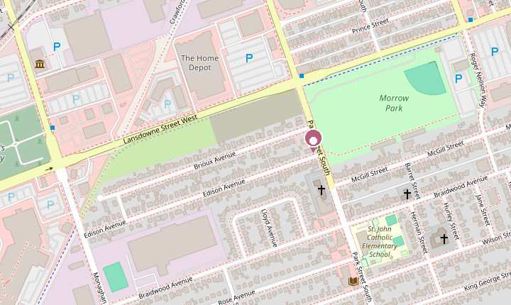 Map showing Nails by Nova at 372 Edison Ave, Peterborough